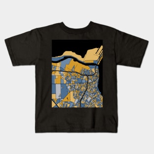 Corpus Christi Map Pattern in Blue & Gold Kids T-Shirt